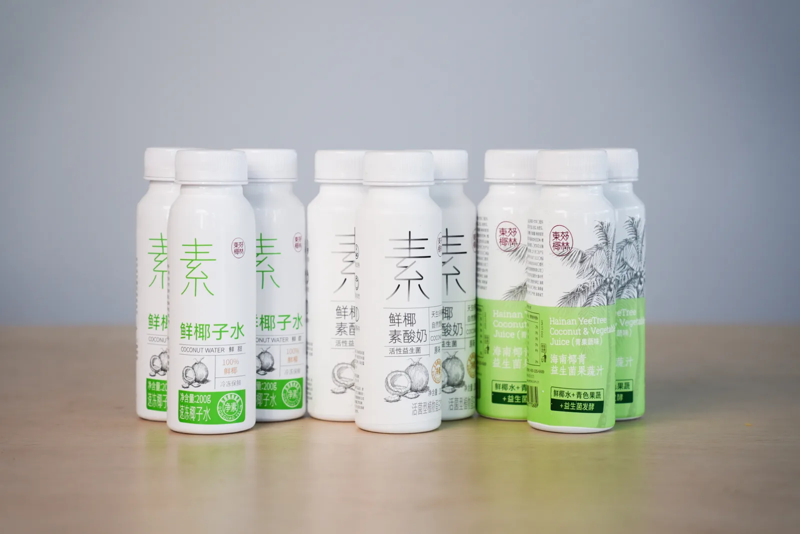 Dongjiao Coconut Grove coconut water, yogurt and juice bottles